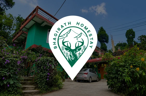 Bhagirath Homestay in Mirik with its mountain-and-deer emblem