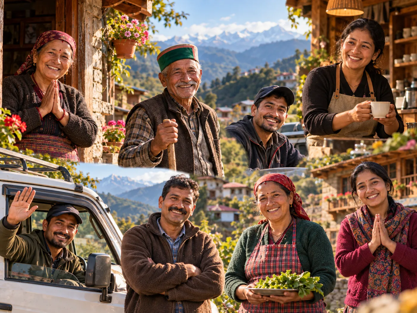 Smiling hill-town hosts, drivers and cafe owners