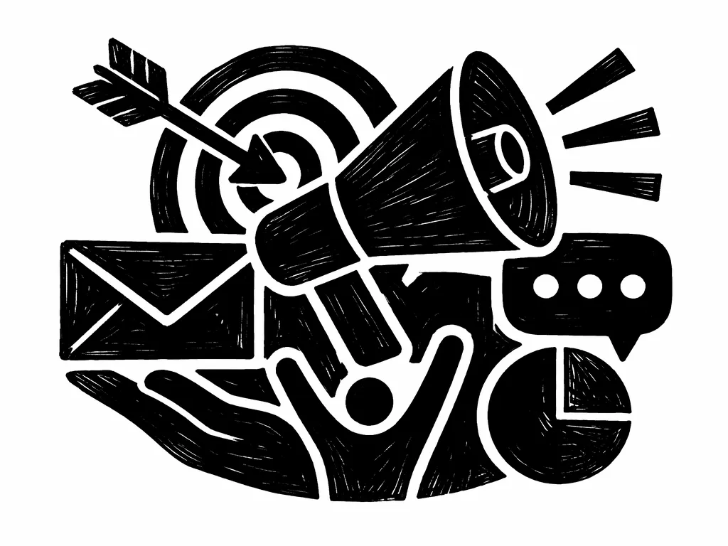 Marketing campaigns woodcut icon