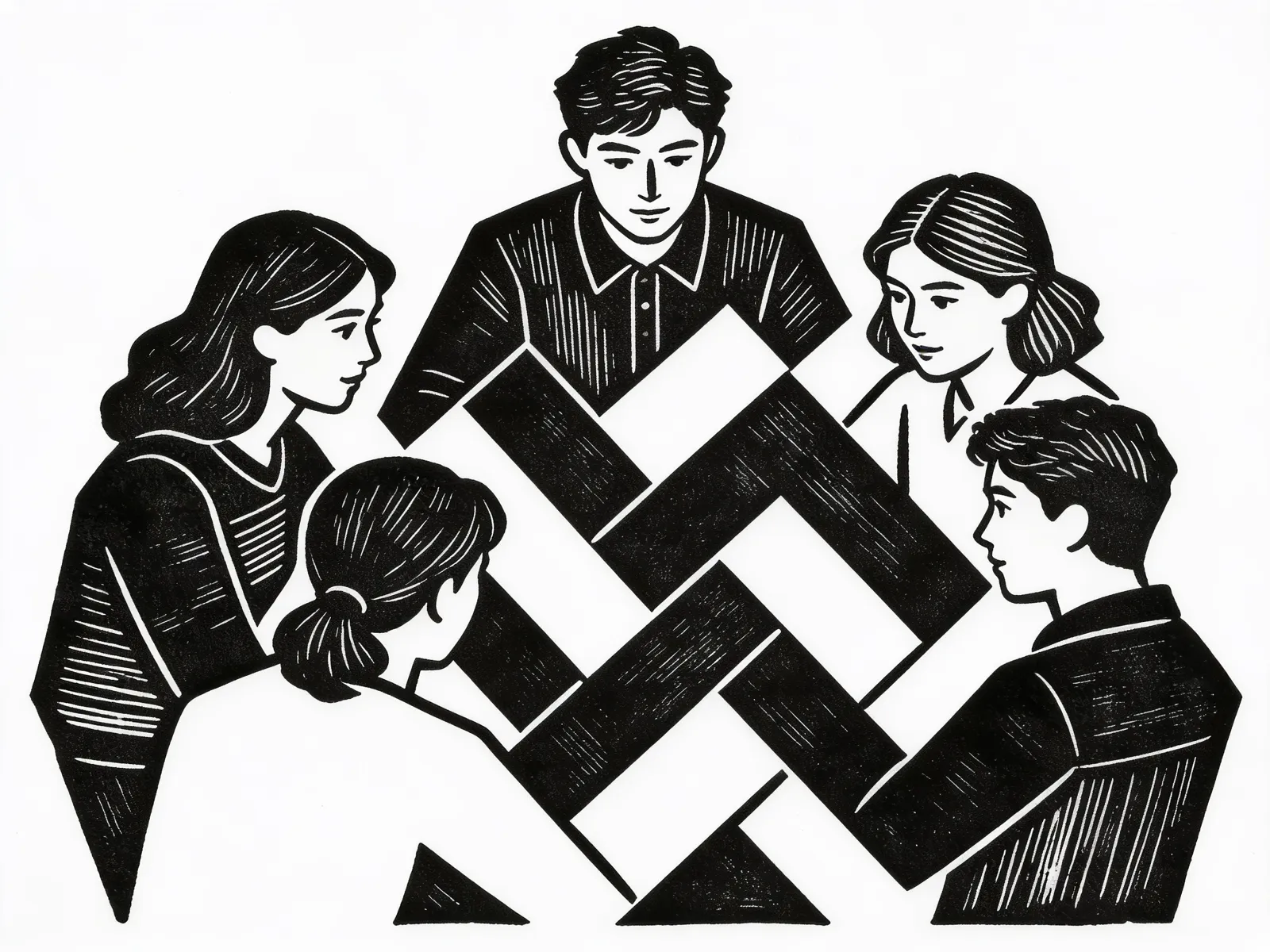 Brand strategy woodcut icon