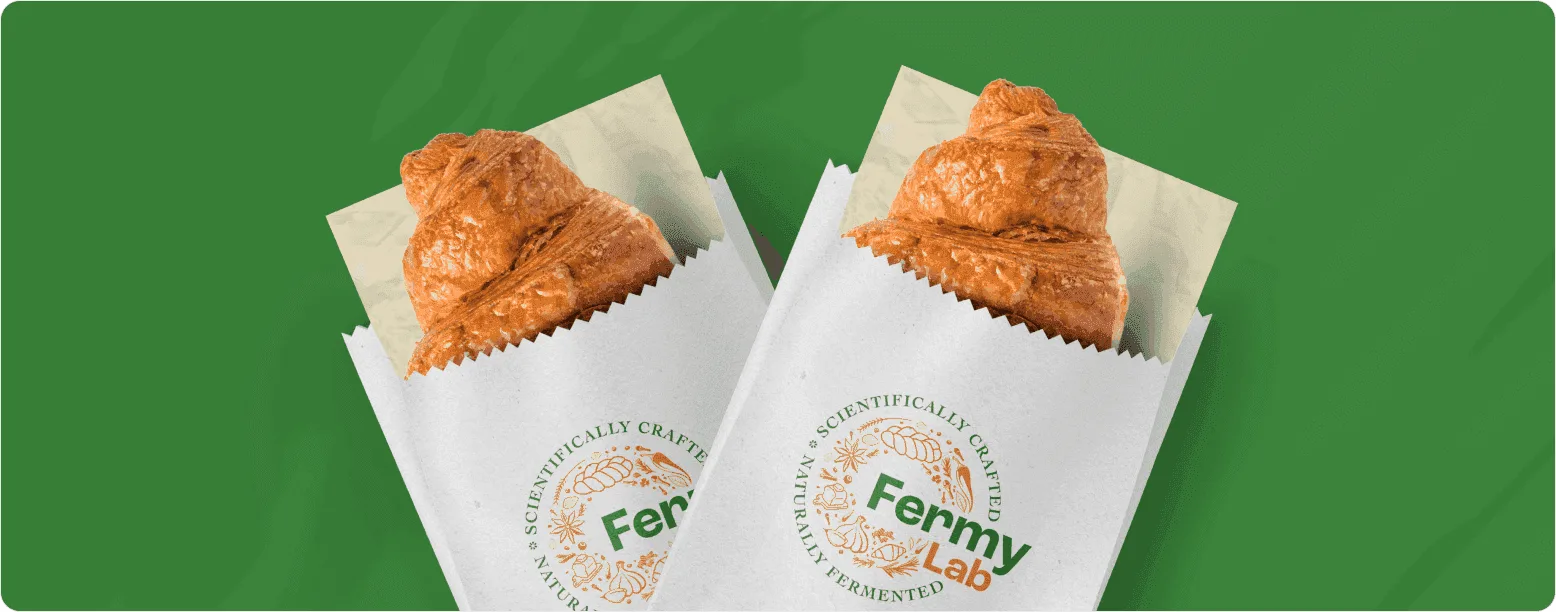 Retail packaging — slow-aged condiment jars wrapped in clean Fermy Lab badge labels