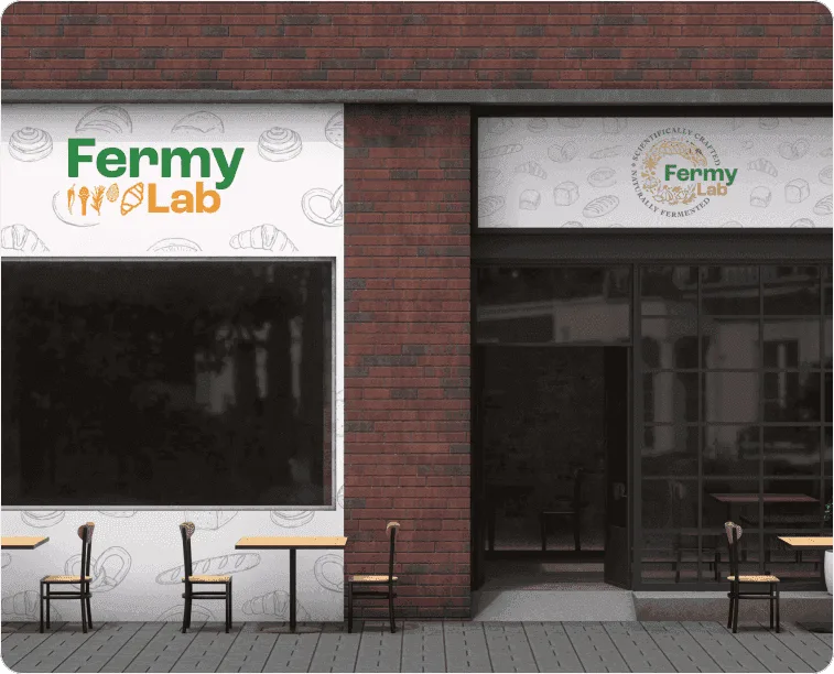 The Fermy Lab identity in a real retail environment, applied across in-store signage and product display