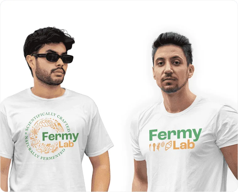 The Fermy Lab identity in a live brand activation, applied across on-site collateral and customer touchpoints