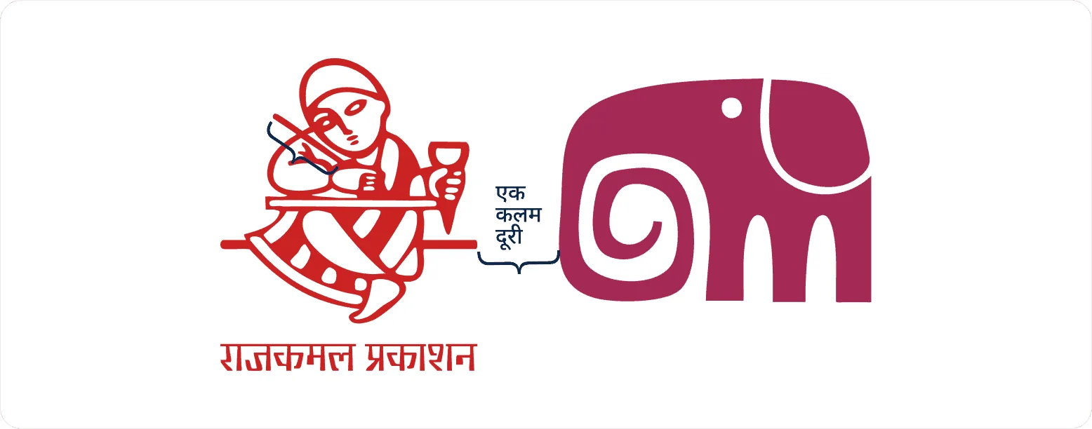 Co-branding clearspace governance sheet pairing the Rajkamal Prakashan and partner marks for event vendors