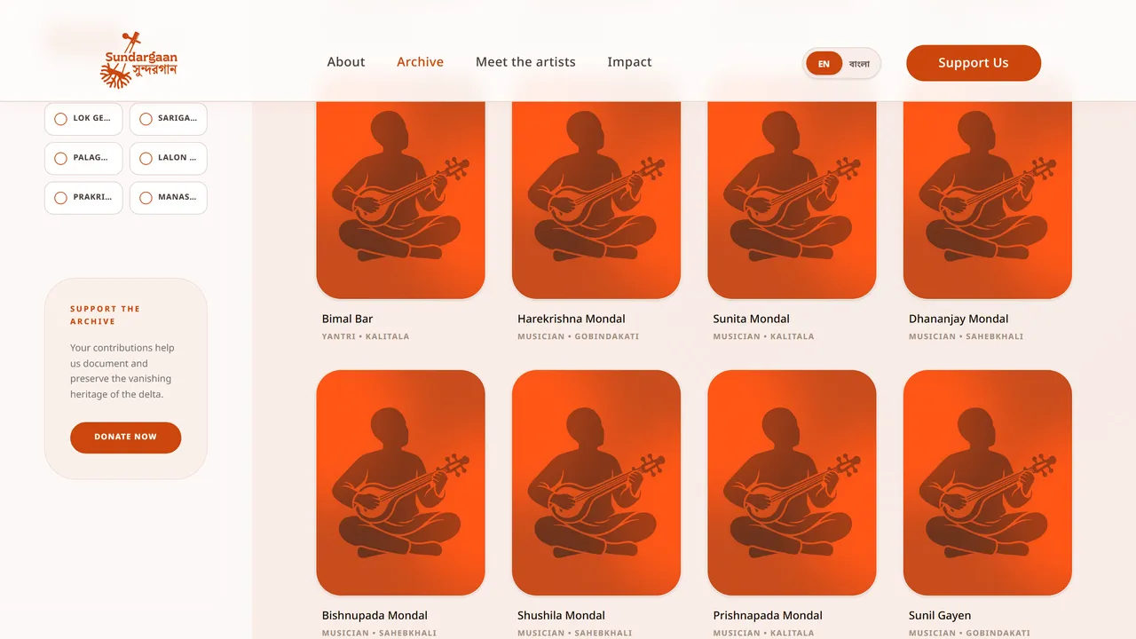 The Sundargaan archive: a grid of field-recorded artists from the villages of the Sundarbans