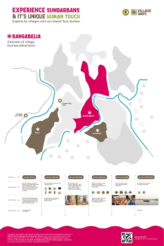 Community-themed Village Ways wall calendar page featuring rural Sunderbans photography
