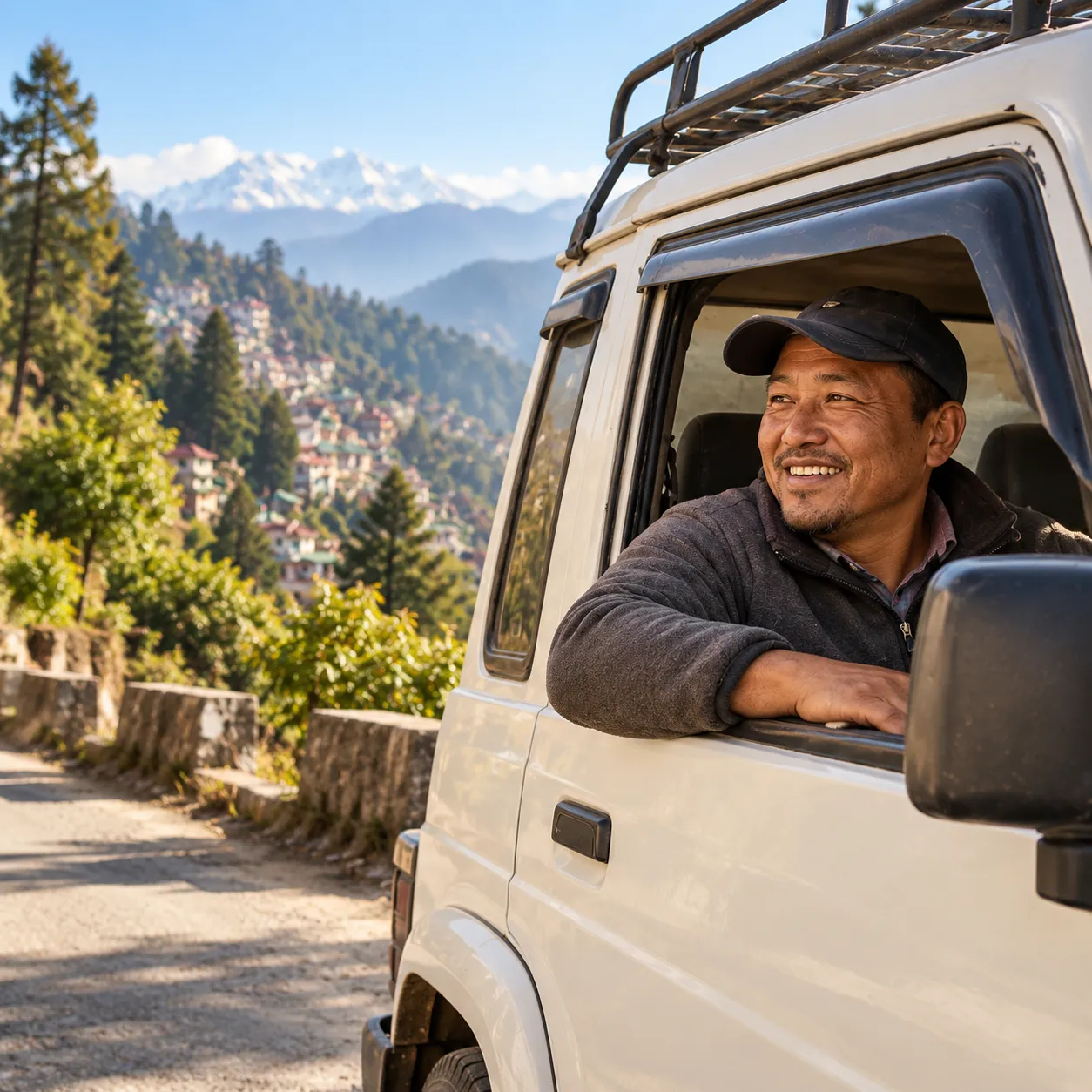 A local driver beside their vehicle