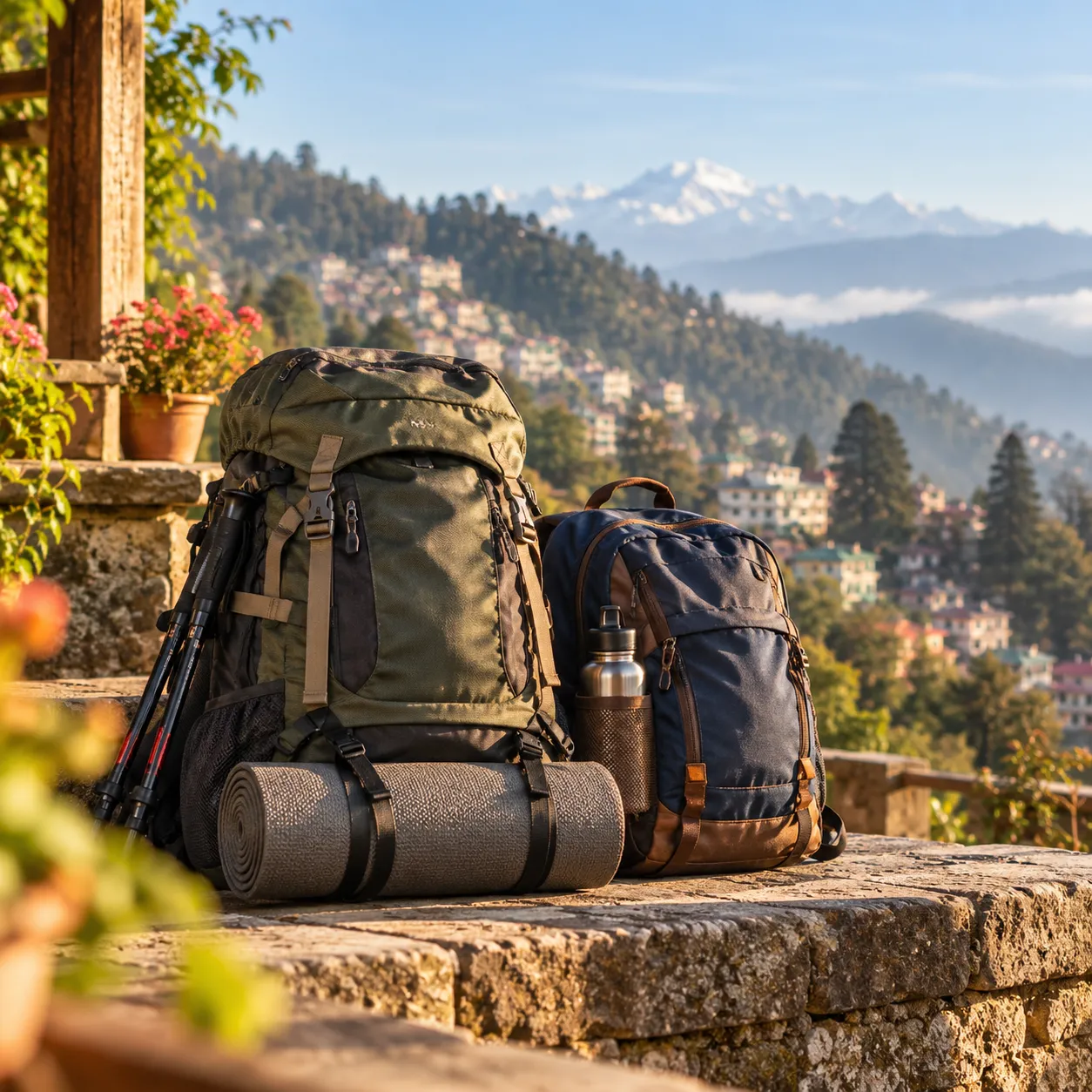 A traveller looking out over the hills